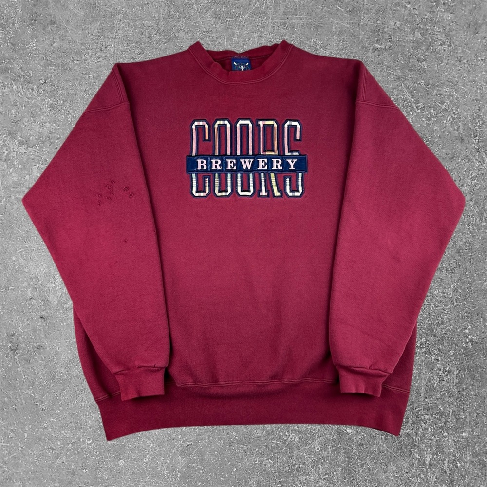 Vintage Coors Brewery Sweatshirt Mens XXL Burgundy 90s‎ Heavyweight Made in USA